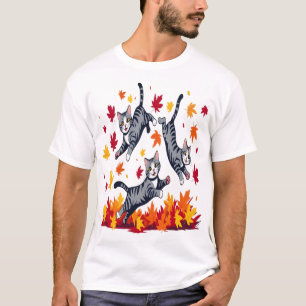 Katter som leker i höstlöv t shirt