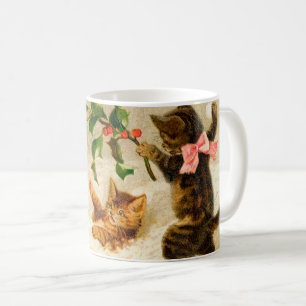 Katter som leker i snö Vintage-julen Mugg