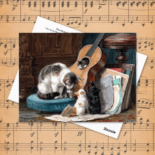 Katter som leker med Guitar Henriëtte Ronner-Knip Vykort