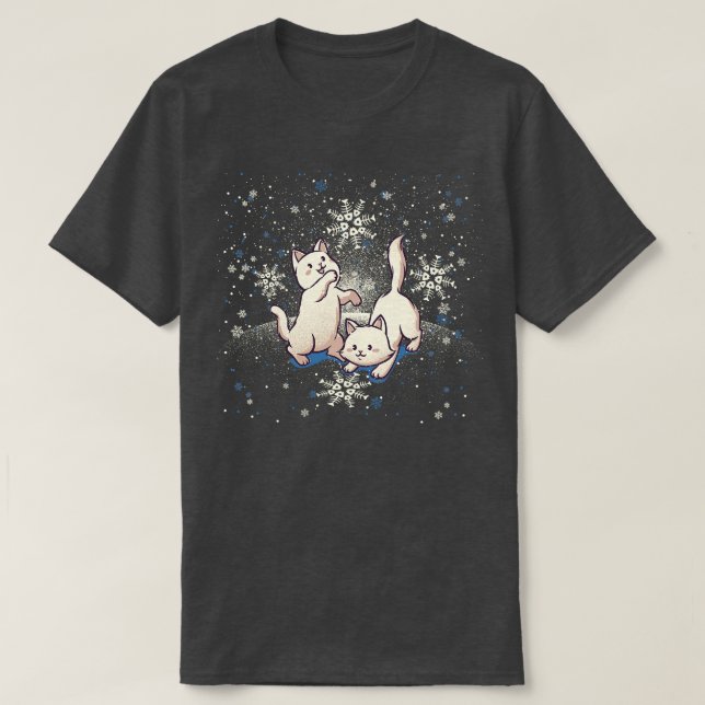 Katter som leker med Snöflingor av Tobe Fonseca T Shirt (Design framsida)
