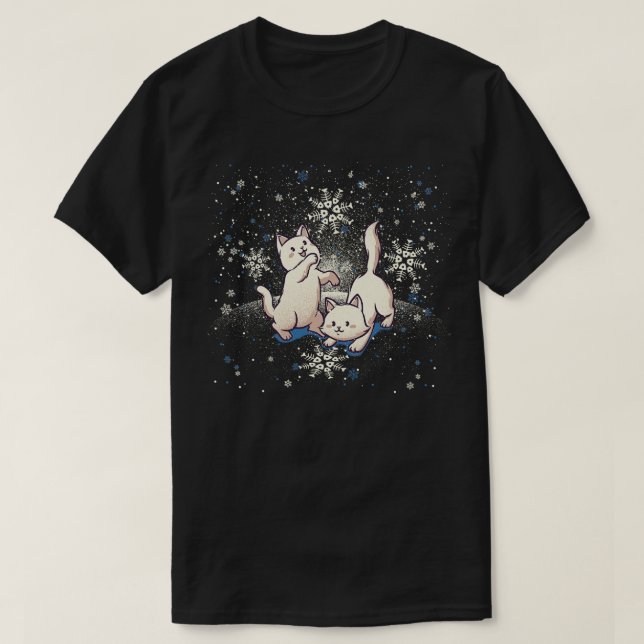 Katter som leker med Snöflingor av Tobe Fonseca T Shirt (Design framsida)