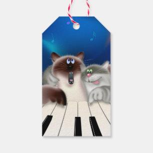 Katter som leker pianot presentetikett