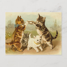 Katter som leker vintageillustrationen vykort