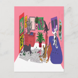 Katter som målar, humoristisk konst av katter vykort