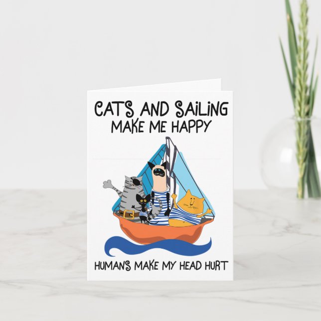 Katter som seglar gör mig glad segelbåtsankare Sai Kort (Framsida)