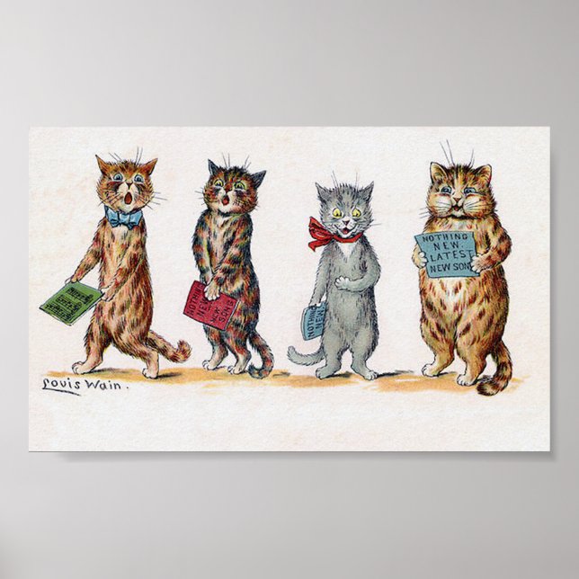 Katter som sjunger julsång, Louis Wain Poster (Framsidan)