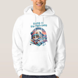 Katter som skidar i Meowtains Hoodie