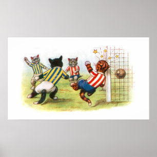 Katter som spelar fotboll poster