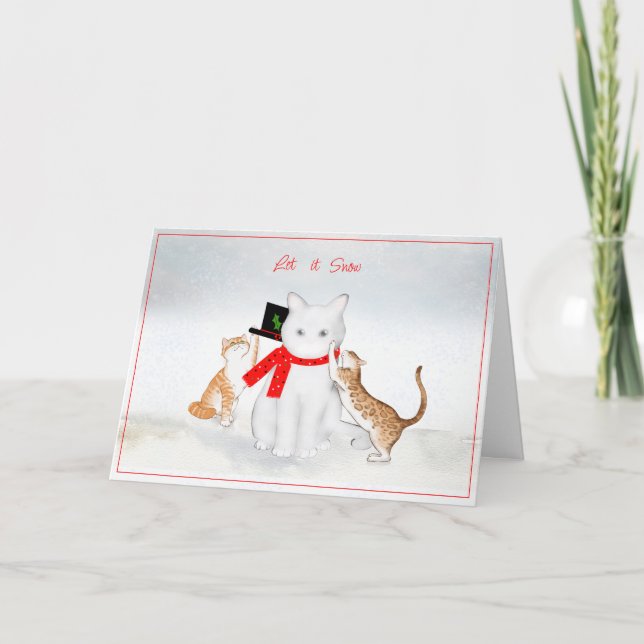 Katter som spelar i Snö-julkortet Kort (Framsida)