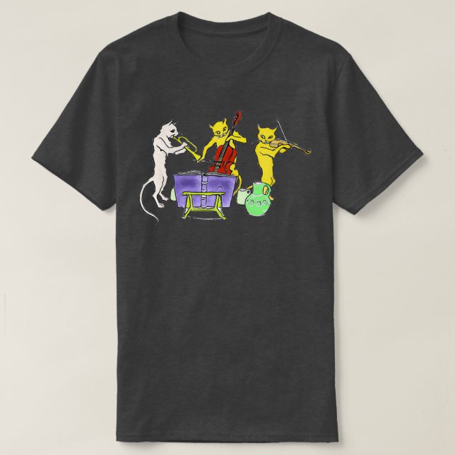 Katter som spelar instrument t shirt (Design framsida)