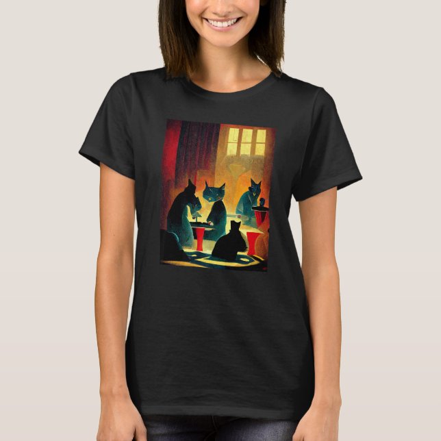 Katter som spelar kortpoker t shirt (Framsida)