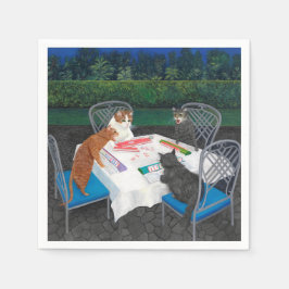 Katter som spelar Mahjong i Garden Pappersservett