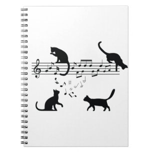 Katter som spelar Musik noter Anteckningsbok