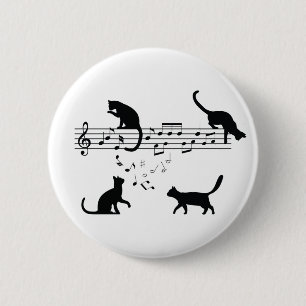 Katter som spelar Musik noter Knapp