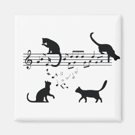 Katter som spelar Musik noter Magnet