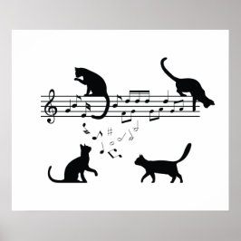 Katter som spelar Musik noter Poster