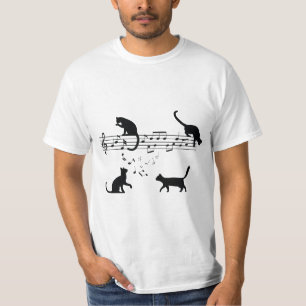Katter som spelar Musik noter T Shirt