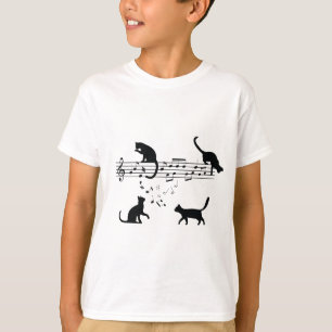 Katter som spelar Musik noter T Shirt