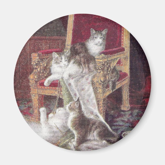Katter som spelar på Red Velvet Vintage Magnet (Framsidan)