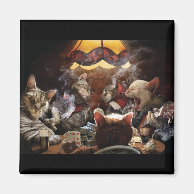 Katter som spelar poker magnet (Framsidan)