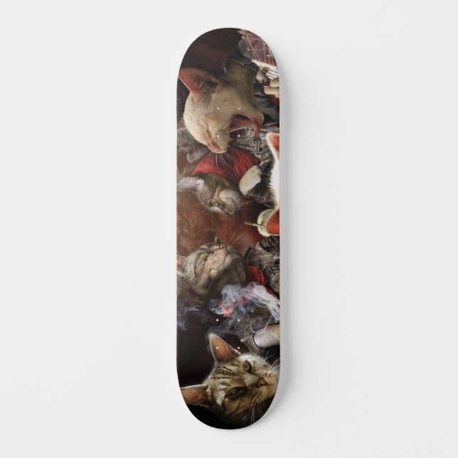 Katter som spelar poker mini skateboard bräda 18,5 cm (Framsida)