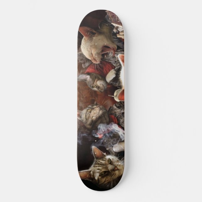 Katter som spelar poker  mini skateboard bräda 18,5 cm (Framsida)
