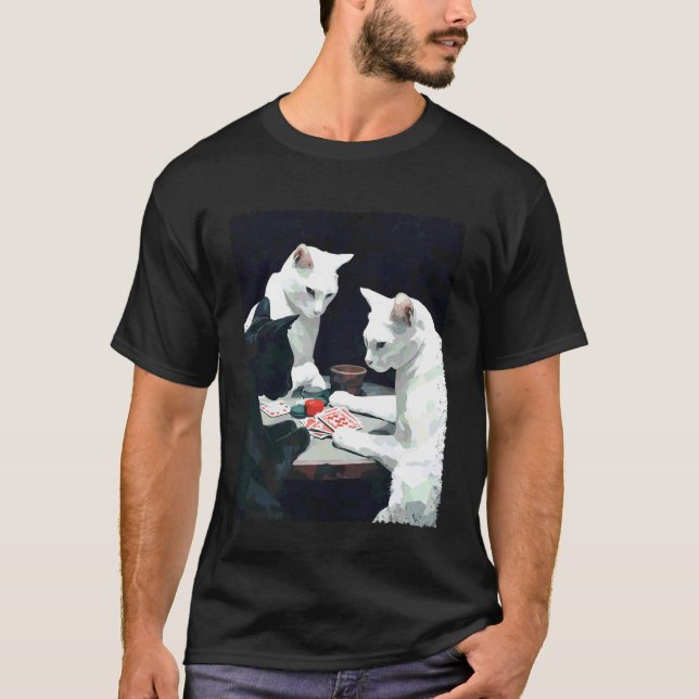 Katter som spelar poker t shirt (Framsida)