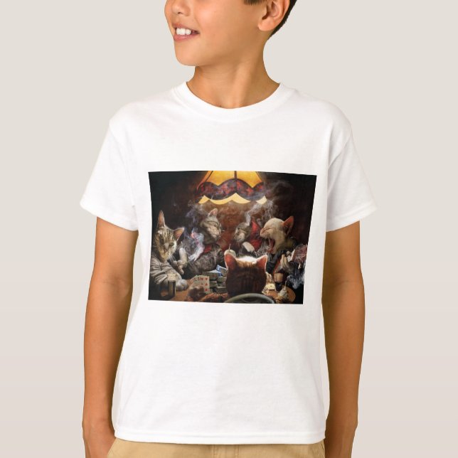 Katter som spelar poker t shirt (Framsida)