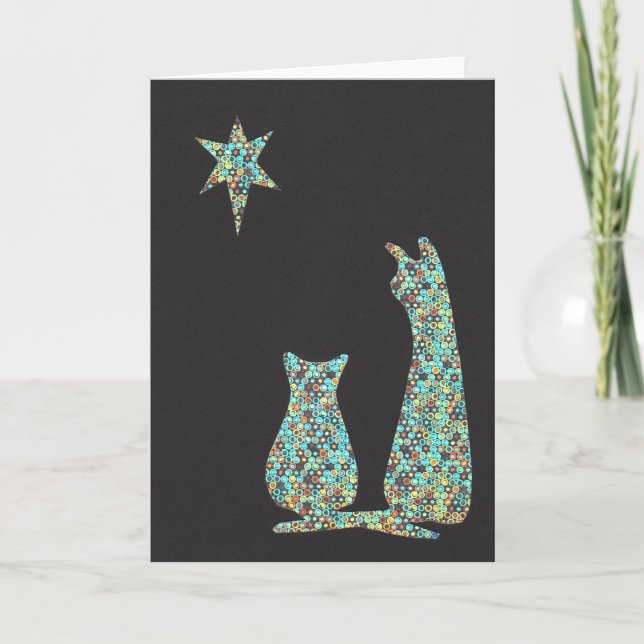 katter som stargazing helgkort (Framsida)