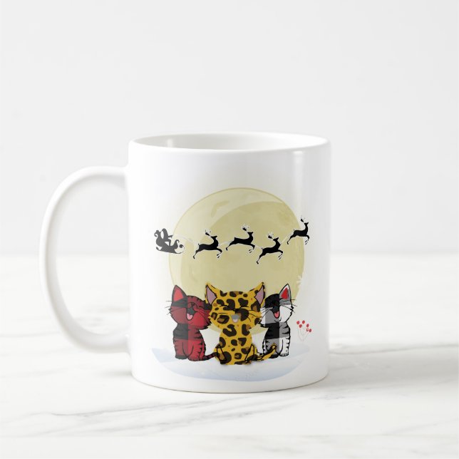 Katter som tittar på Santa och Rener Mugg - Cute (Vänster)
