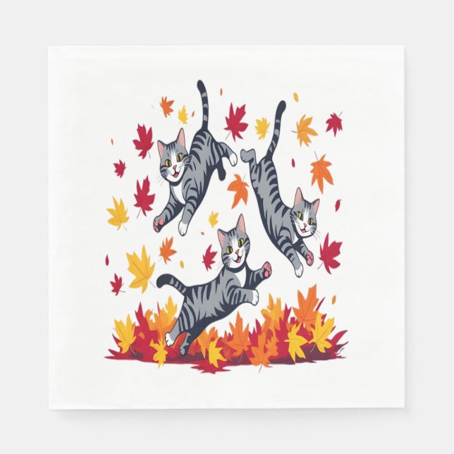 Katter som uppträder i Höst löv Pappersservett (Framsidan)