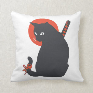 Katter som väder Samurai - Välj bakgrund färg Kudde