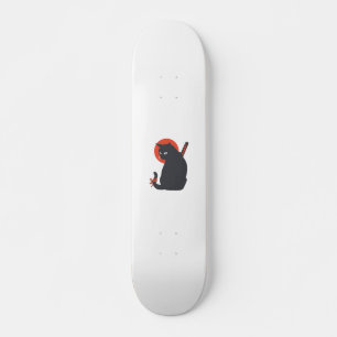 Katter som väder Samurai - Välj bakgrund färg Mini Skateboard Bräda 18,5 Cm