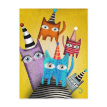 Katter Söt Färgrik Fest