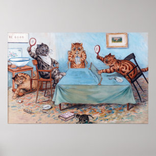 Katter spelar bordtennis, Louis Wain Poster