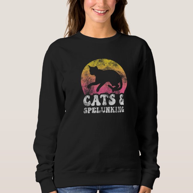 Katter & Spelunking Vintage Retro Hobby T Shirt (Framsida)