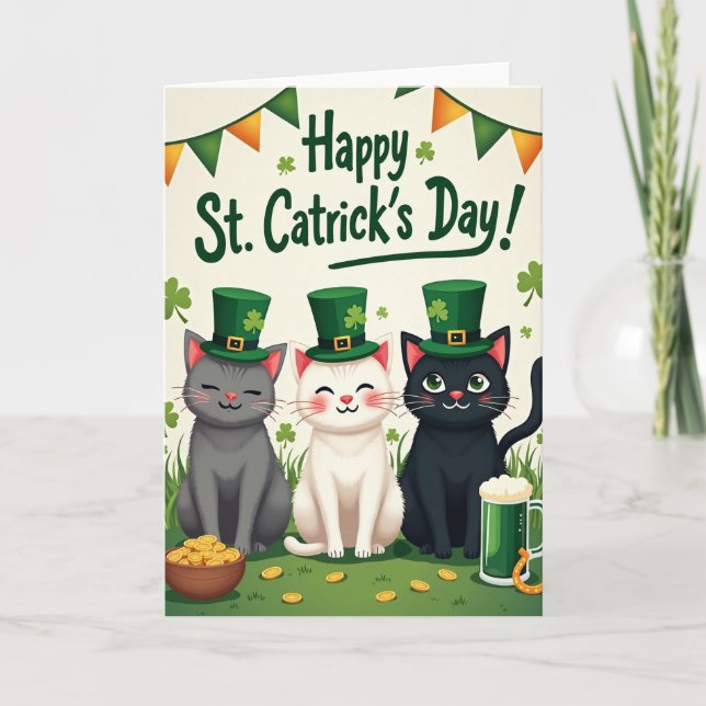 Katter St Catricks Dag Roligt Kort (Framsida)