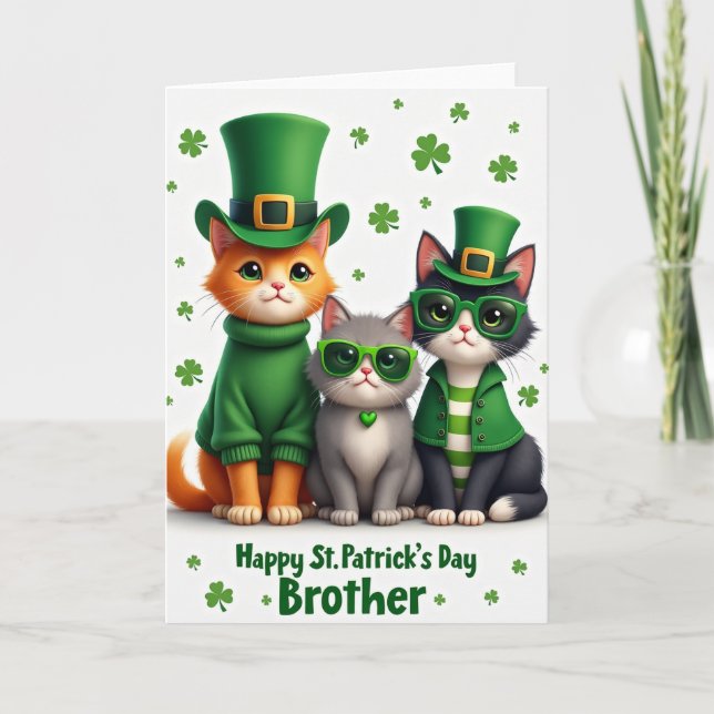 Katter St Patricks Day Falsk Guld Kort (Framsida)