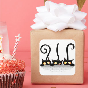 Katter, stygga, lekfulla och funna tecken fyrkantigt klistermärke