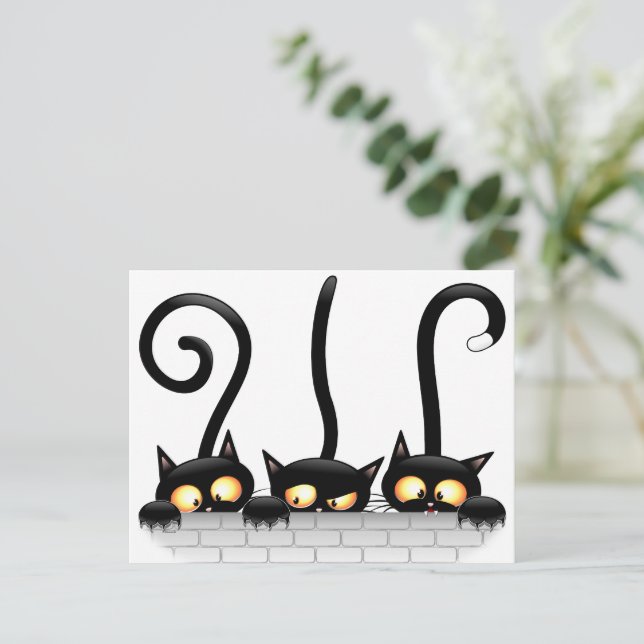 Katter, stygga, lekfulla och funna tecken helg vykort (Stående Fram)