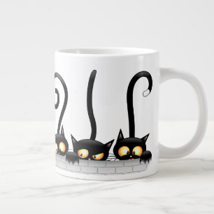 Katter, stygga, lekfulla och funna tecken jumbo mugg