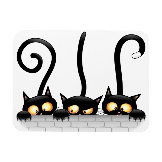 Katter, stygga, lekfulla och funna tecken magnet (Horisontell)