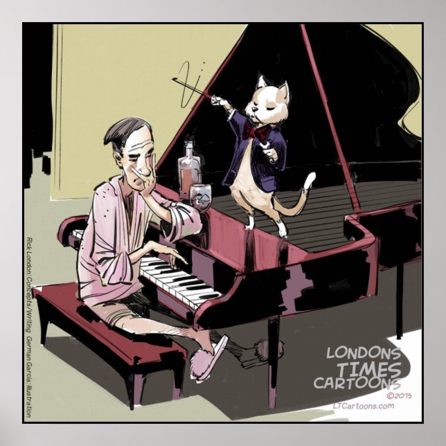 Katter Styr Allt Till och med Pianoaflagget Poster (Framsidan)
