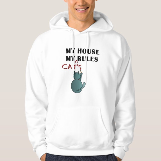 Katter styr hemma hos mig hoodie (Framsida)