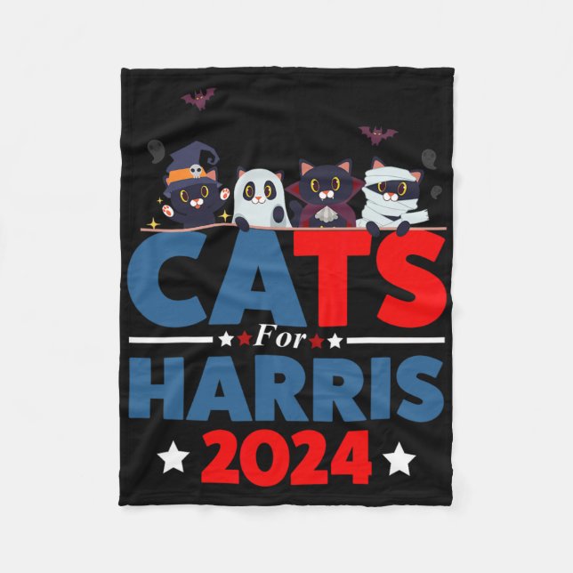 Katter till Harris 2024 - Kamala Harris Halloween  Fleecefilt (Framsidan)