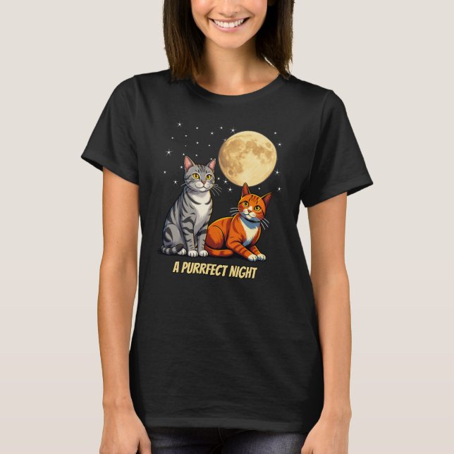 Katter under en gyllene måne t shirt (Framsida)