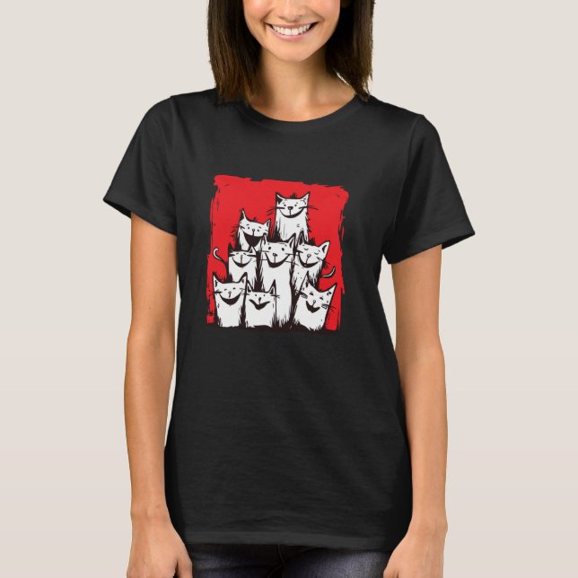 Katter utan band älskar glada uttryck t shirt (Framsida)