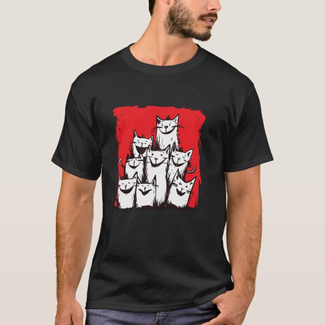Katter utan band älskar glada uttryck t shirt (Framsida)