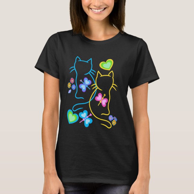 Katter, vår, sommar, katt, barn, bebis, insekter t shirt (Framsida)