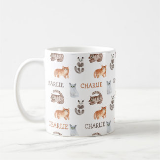 Katter, vattenfärg Kitten med Neutralt Namn design Kaffemugg